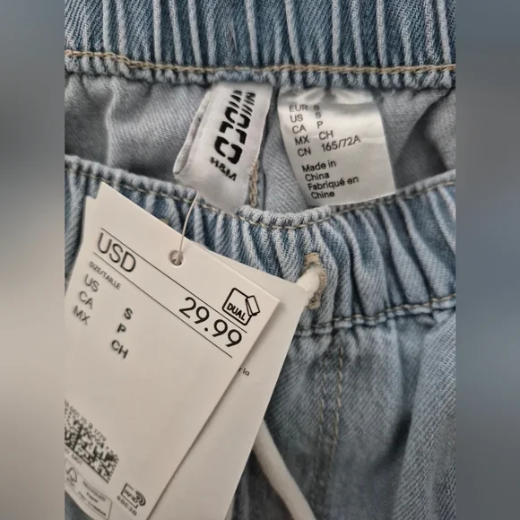 NWT H&M Blue Pull On Jeans Size S - Picture 7 of 7